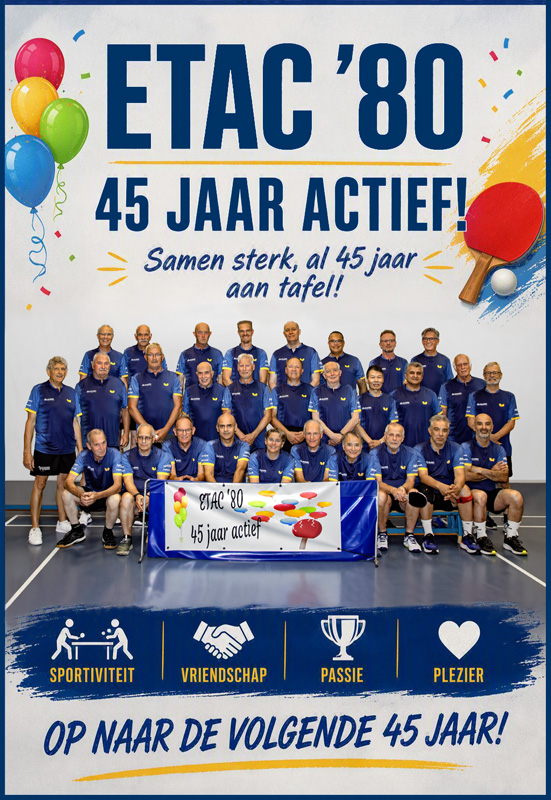Poster ETAC 45 jaar met groep